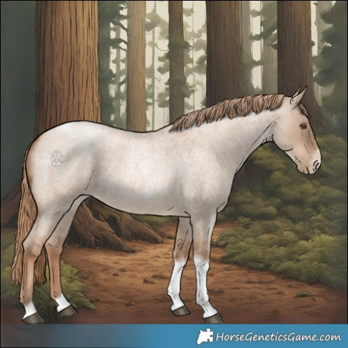 Horse Color:Liver Red Dun Roan Pearl Tobiano Frame 