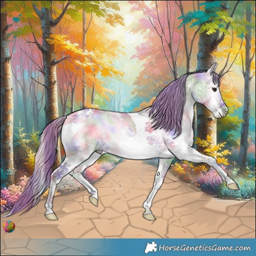 Horse Color:Nacre Watercolor White Spotted Red Dun Onyx Tobiano 