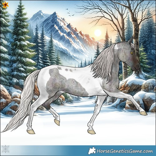 Horse Color:Midnight Silver Sable Champagne Ice Roan Tobiano