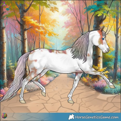 Horse Color:Nacre White Spotted Silver Bay Frame 
