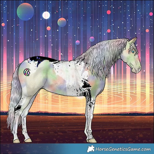 Horse Color:Nacre Watercolor Silver Buckskin Pearl Tobiano