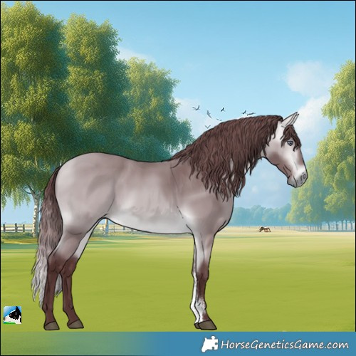 Horse Color:Chocolate Buckskin Chinchilla Sabino Rabicano