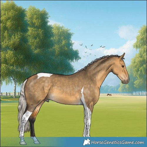Horse Color:Silver Buckskin Dun Tobiano 