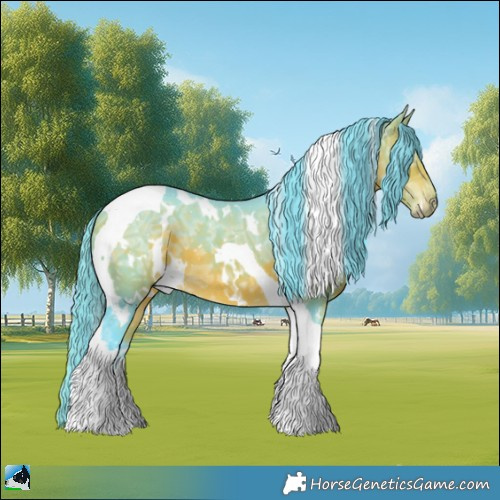 Horse Color:Watercolor White Spotted Buckskin Ice Tobiano 