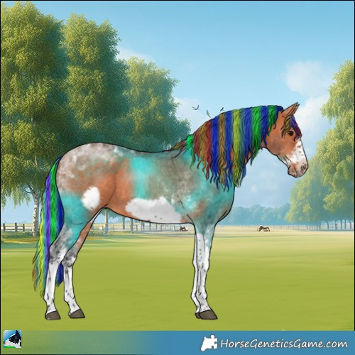 Horse Color:Painted Bay Sabino Tobiano Frame 