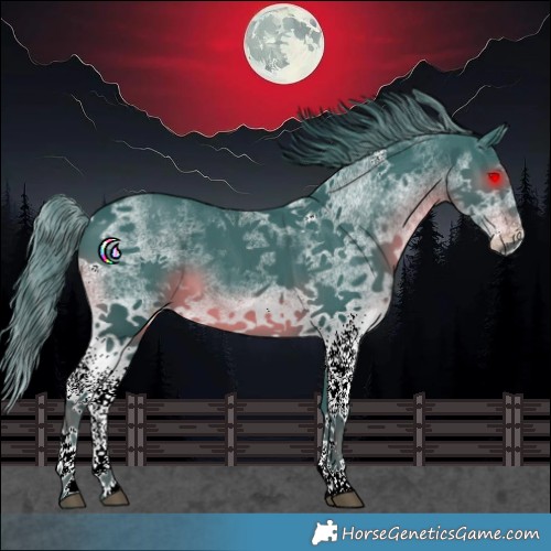 Horse Color:Watercolor White Spotted Black 
