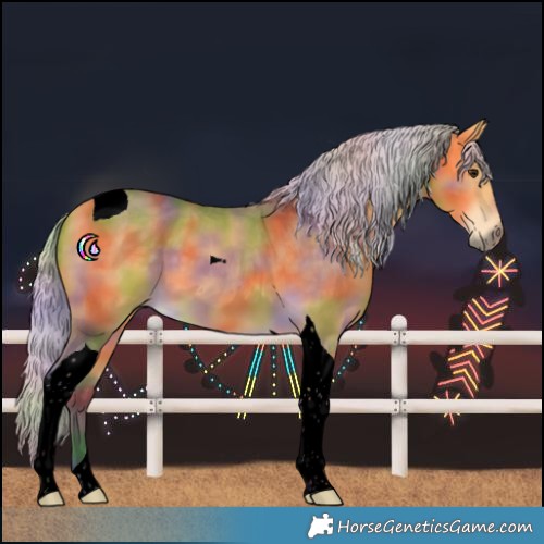 Horse Color:Void Nacre Silver Buckskin Tobiano