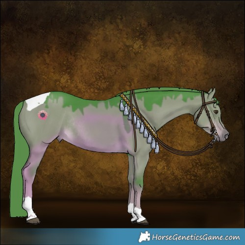 Horse Color:Watercolor Liver Red Dun Tobiano Rabicano 