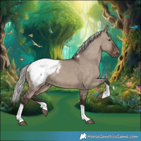 Horse Color:Silver Brown Dun Tobiano Snowcap 