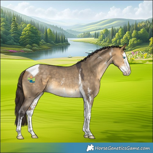 Horse Color:Buckskin Dun Sabino Splash Tobiano 