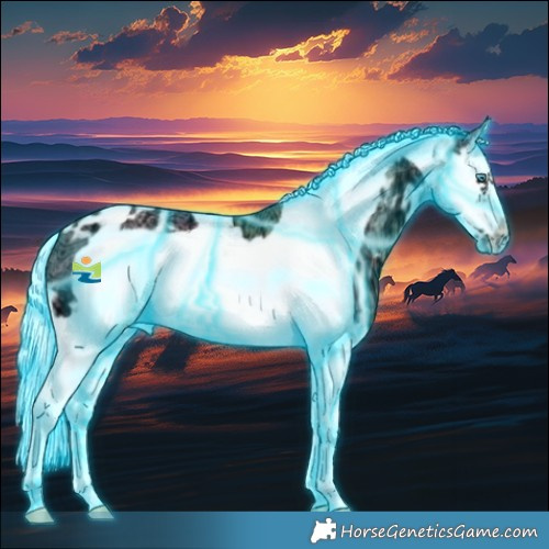Horse Color:Thunderstruck White Spotted Silver Amber Champagne Ice Pearl Sabino Splash Frame 
