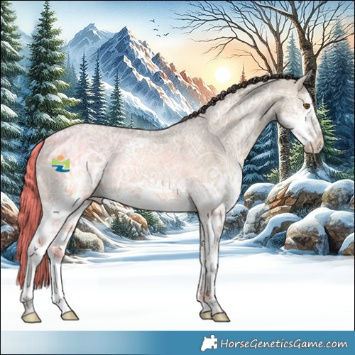 Horse Color:White Spotted Classic Champagne Ice Dun Tobiano 