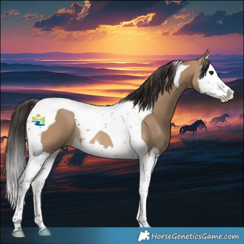 Horse Color:Bay Dun Splash Tobiano Rabicano 