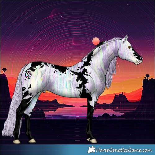 Horse Color:Watercolor Silver Grullo Ice Tobiano Rabicano 