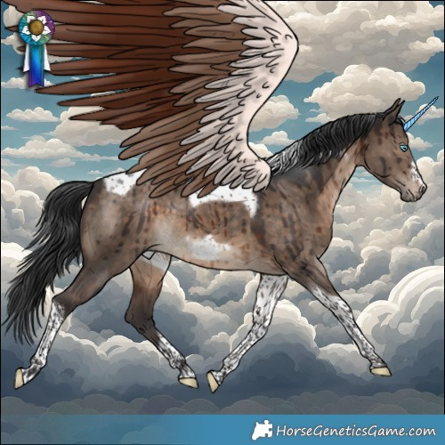 Horse Color:Brown Dun Tobiano Frame Brindle