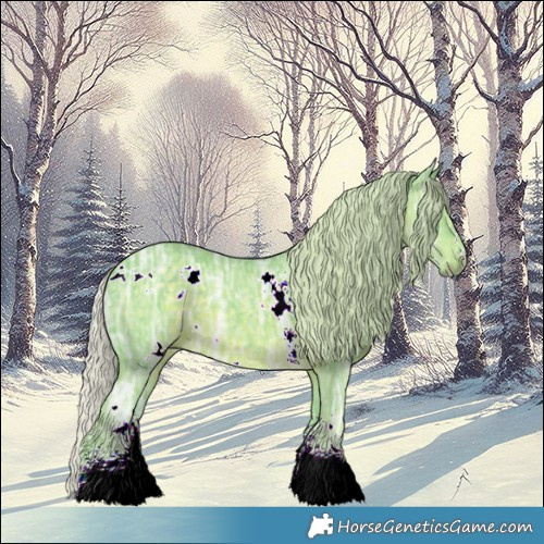 Horse Color:Watercolor White Spotted Silver Black Ice Sabino