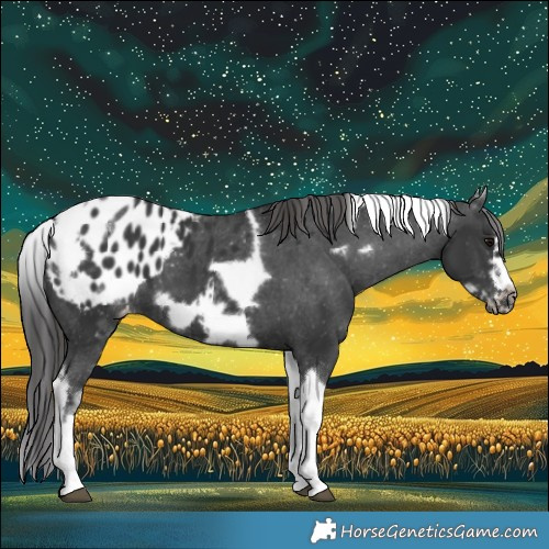 Horse Color:White Spotted Black Splash Tobiano Frame Appaloosa