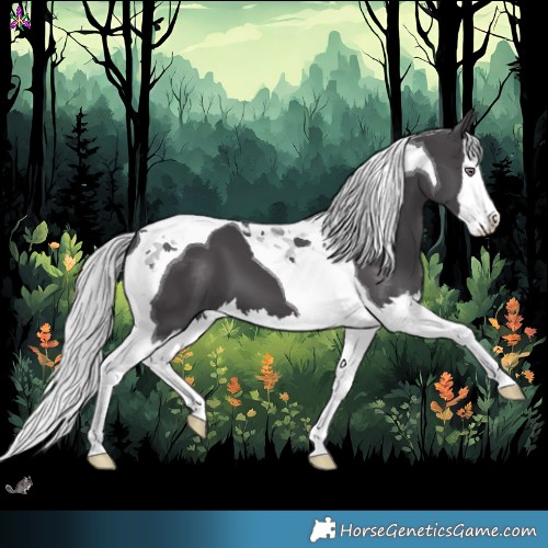 Horse Color:Silver Smoky Black Chinchilla Splash Tobiano 