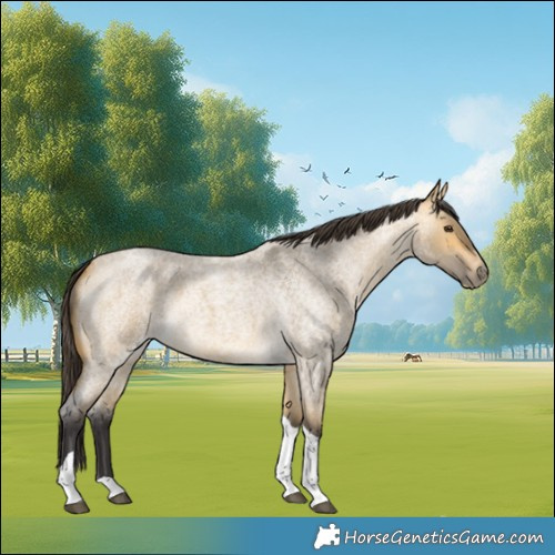 Horse Color:Buckskin Roan Dun Tobiano 