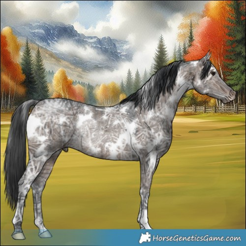 Horse Color:White Spotted Brown Ice Dun Rabicano Brindle 