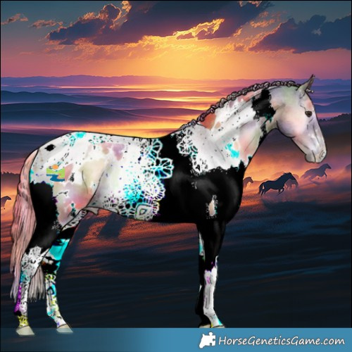 Horse Color:Nacre White Spotted Liver Red Onyx Tobiano 