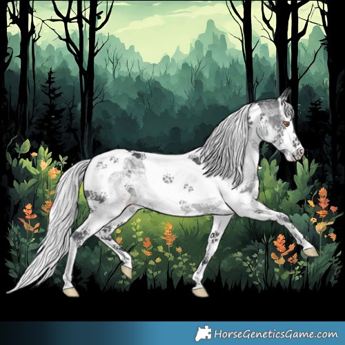 Horse Color:White Spotted Silver Black Chinchilla Splash Tobiano 
