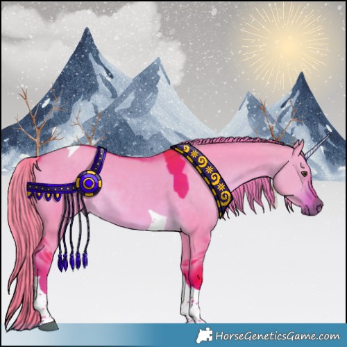 Horse Color:Watercolor Liver Red Dun Tobiano Rabicano 