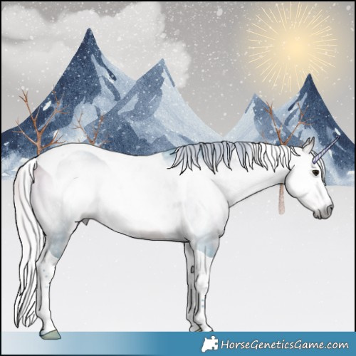 Horse Color:Gray Watercolor Silver Buckskin Onyx Splash Tobiano Varnish