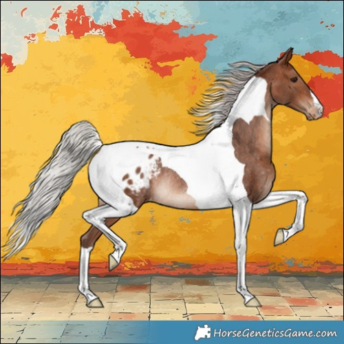Horse Color:Silver Bay Tobiano Varnish Rabicano 