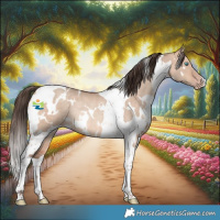 Horse Color:White Spotted Amber Champagne Dun Tobiano Rabicano