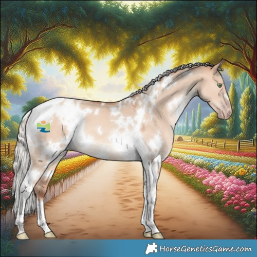 Horse Color:White Spotted Silver Amber Champagne Dun Tobiano 