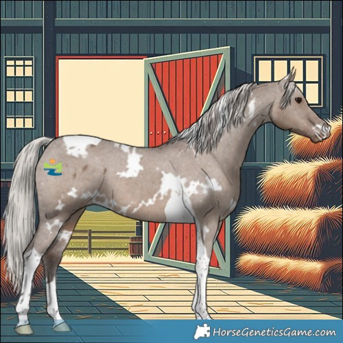 Horse Color:White Spotted Silver Grullo Tobiano Varnish 