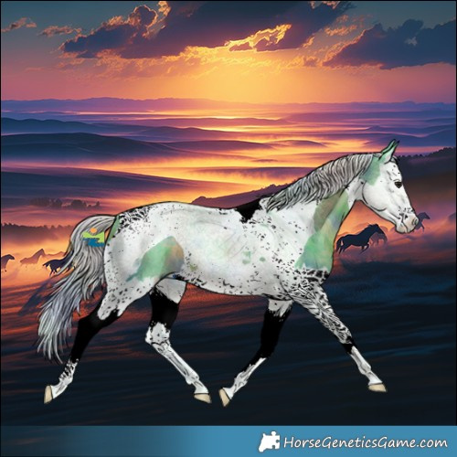 Horse Color:Nacre Watercolor Silver Smoky Black Splash Tobiano 