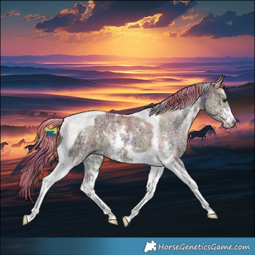 Horse Color:Nacre Watercolor Liver Red Dun Ice Sabino Tobiano 