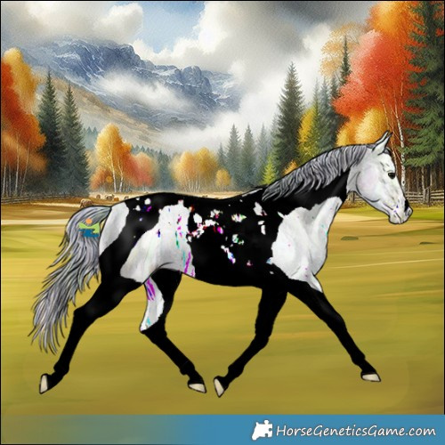 Horse Color:Painted Nacre Silver Bay Ice Onyx Tobiano 