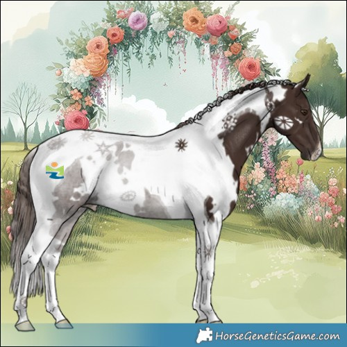 Horse Color:White Spotted Liver Chestnut Tobiano 