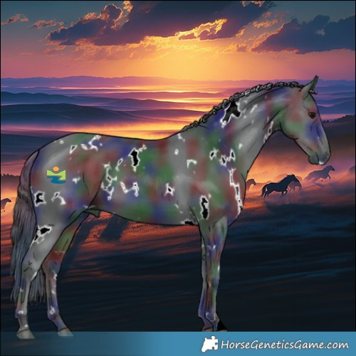 Horse Color:Nacre White Spotted Black 