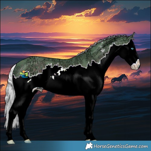 Horse Color:Watercolor Silver Black Ice Sabino Splash 