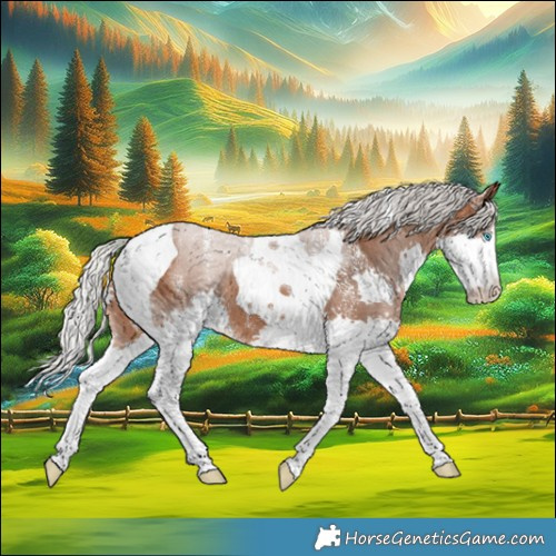 Horse Color:Powder White Silver Bay Splash Tobiano 