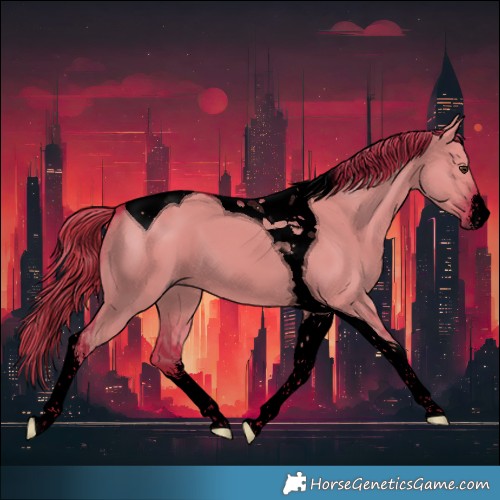Horse Color:Void Watercolor White Spotted Liver Red Dun Tobiano