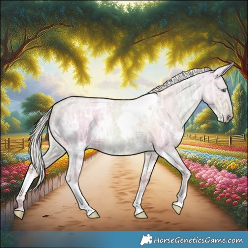 Horse Color:White Spotted Silver Amber Champagne Ice Roan Dun 
