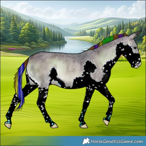 Horse Color:Painted Brown Roan Onyx Splash Rabicano 