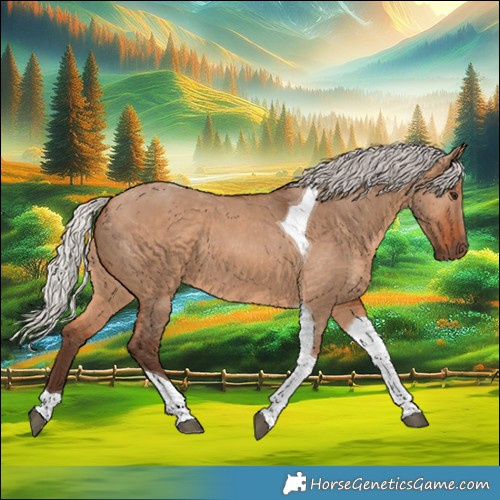 Horse Color:Silver Brown Dun Tobiano 