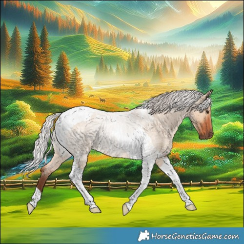 Horse Color:Silver Bay Roan Dun Tobiano 