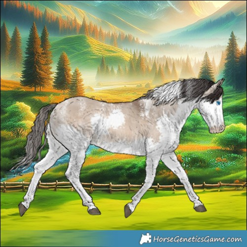 Horse Color:Powder White Bay Dun Splash Tobiano Rabicano 