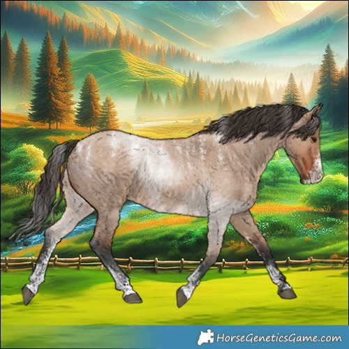 Horse Color:Powder White Bay Roan Dun 