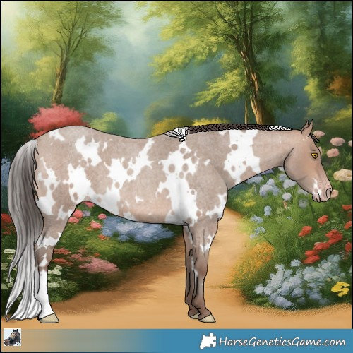 Horse Color:White Spotted Sable Champagne Roan