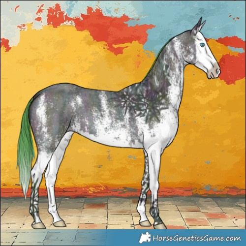 Horse Color:Watercolor White Spotted Midnight Buckskin Ice Splash 