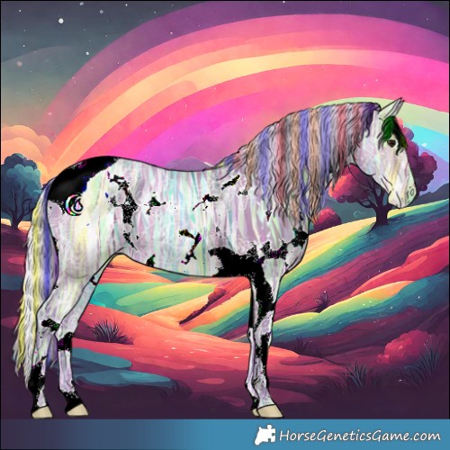 Horse Color:Painted Watercolor White Spotted Silver Bay Ice Tobiano Rabicano