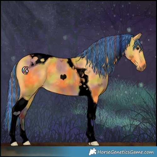 Horse Color:Void Painted Nacre Buckskin Tobiano